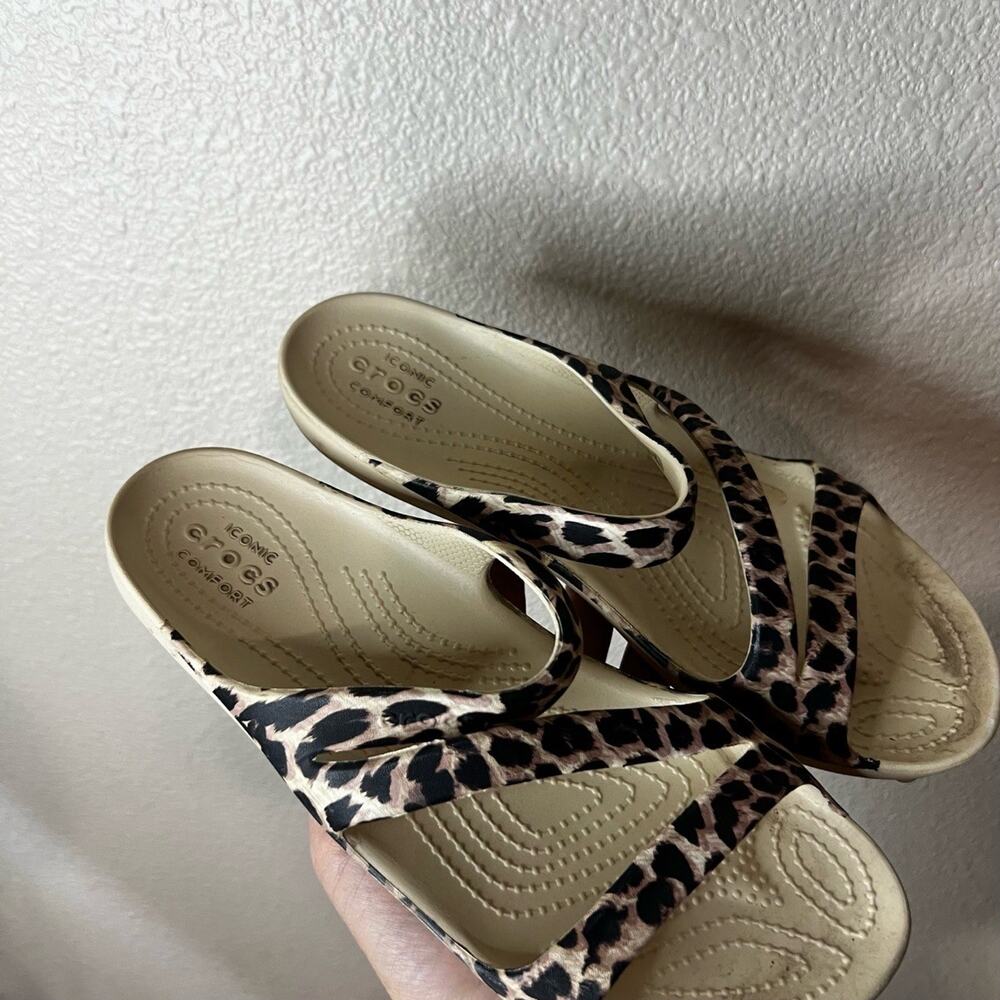 Crocs Leopard Print Two-Strap Slide Rubber Sandal… - image 3